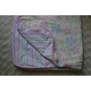 Small Wonders Baby Blanket Flowers Stripes Pink Purple White Green Yellow Floral
